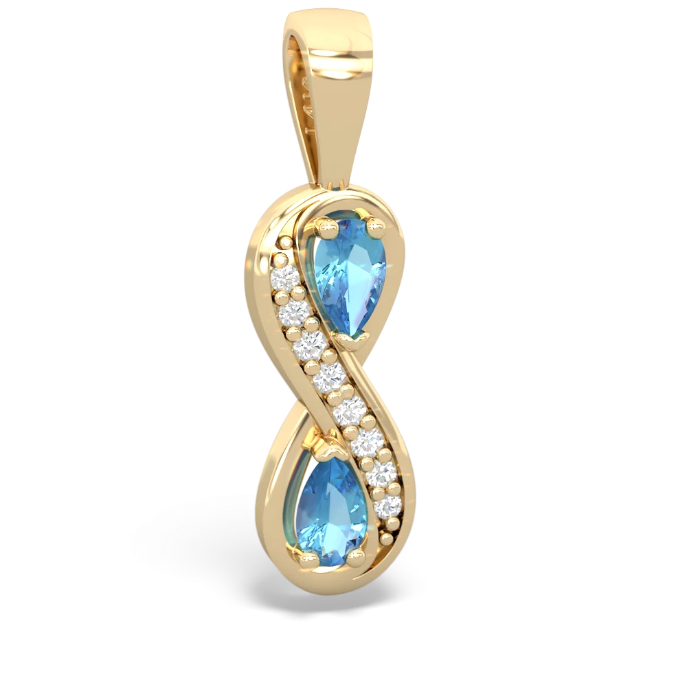 Blue Topaz Diamond Infinity 14K Yellow Gold pendant P5390