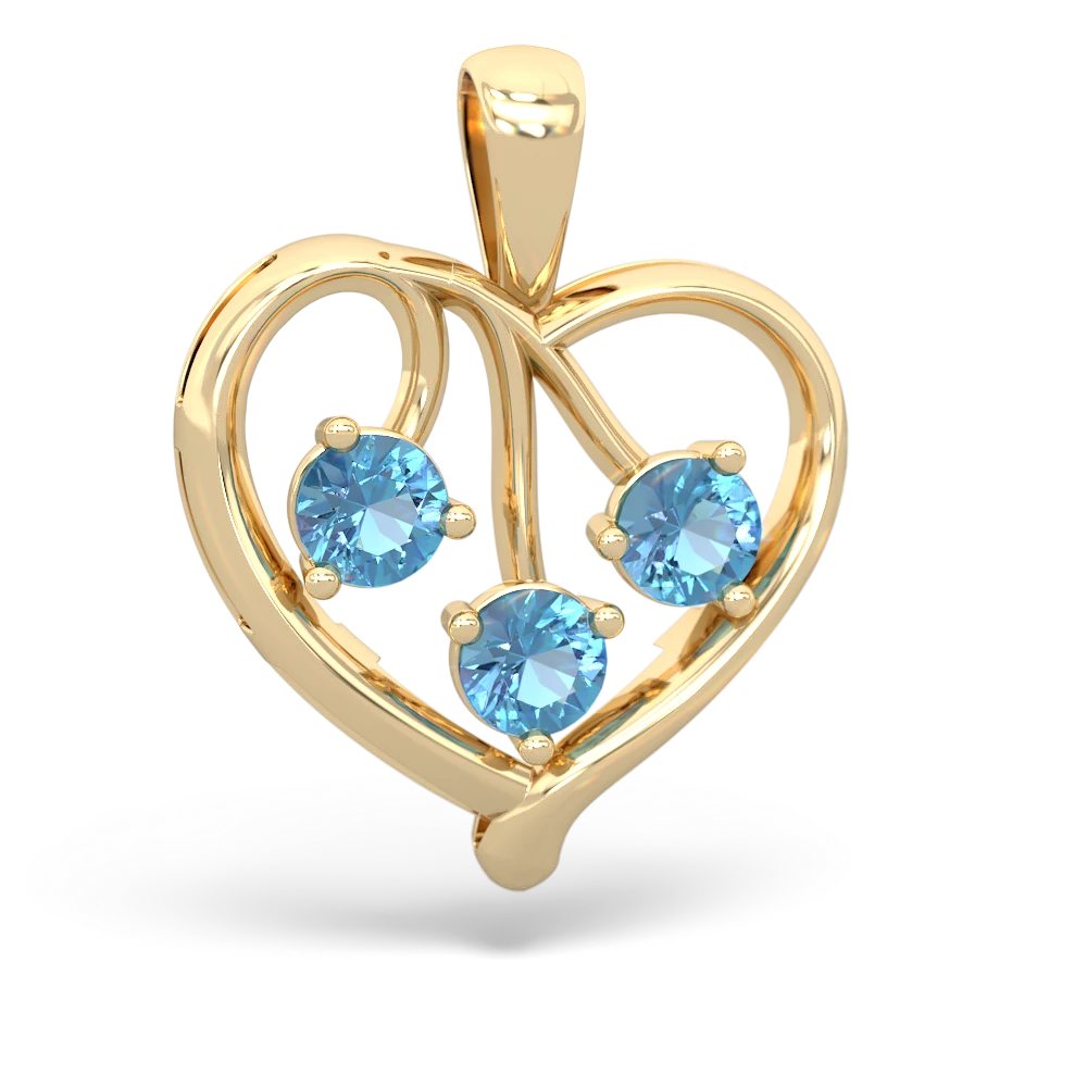 Blue Topaz Glowing Heart 14K Yellow Gold pendant P2233