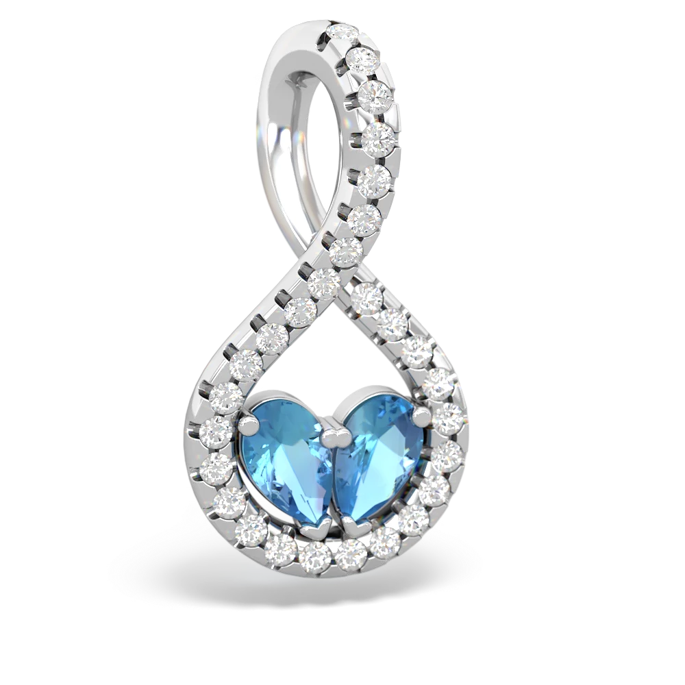 Blue Topaz Pave Twist 'One Heart' 14K White Gold pendant P5360