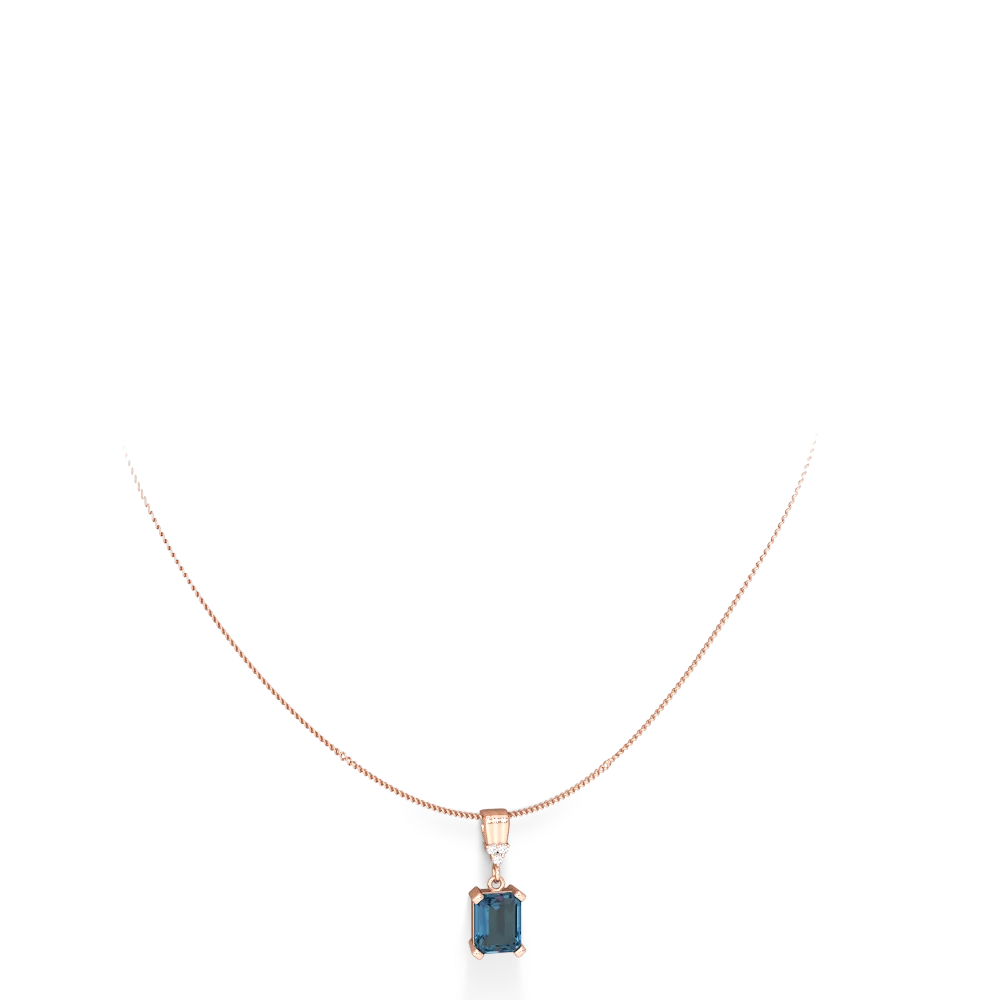 Blue Topaz Art Deco Dangle 14K Rose Gold pendant P1937