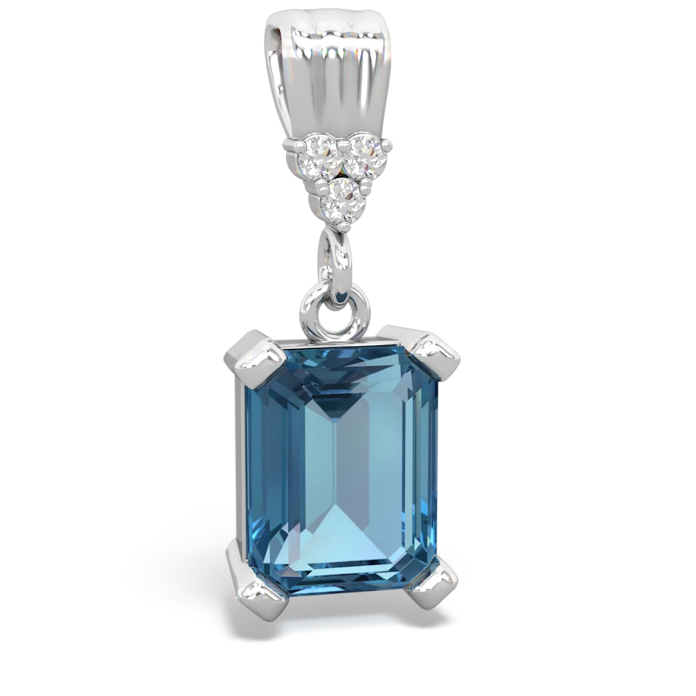 Blue Topaz Art Deco Dangle 14K White Gold pendant P1937