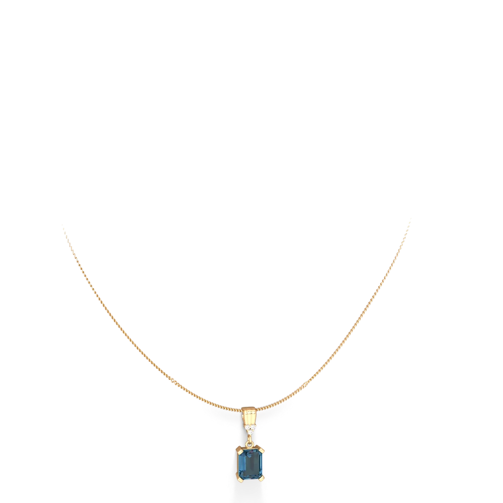 Blue Topaz Art Deco Dangle 14K Yellow Gold pendant P1937