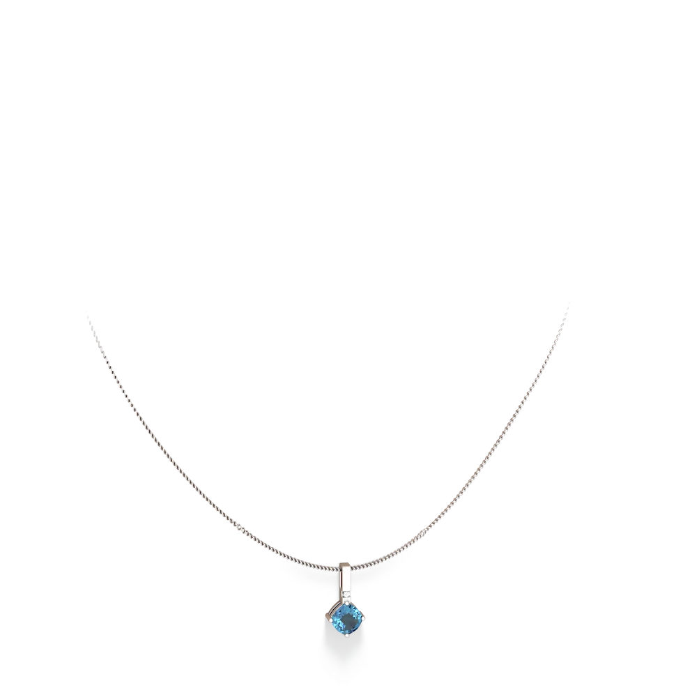 Blue Topaz Simply Elegant 14K White Gold pendant P2489