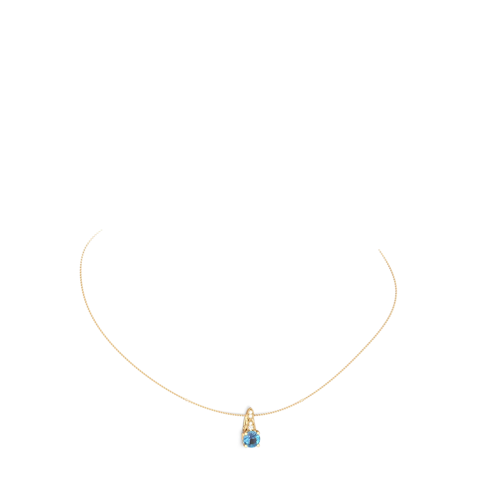 Blue Topaz Antique Elegance 14K Yellow Gold pendant P3100