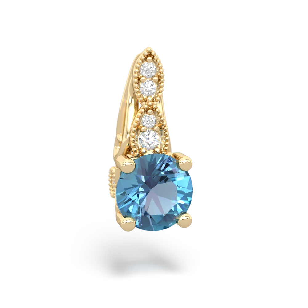 Blue Topaz Antique Elegance 14K Yellow Gold pendant P3100