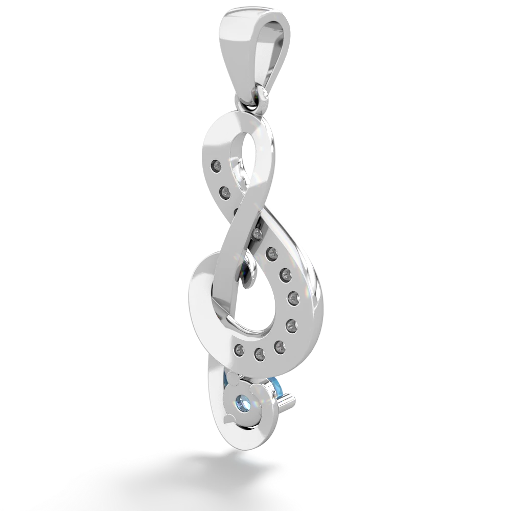 Blue Topaz G-Clef Music 14K White Gold pendant P5830