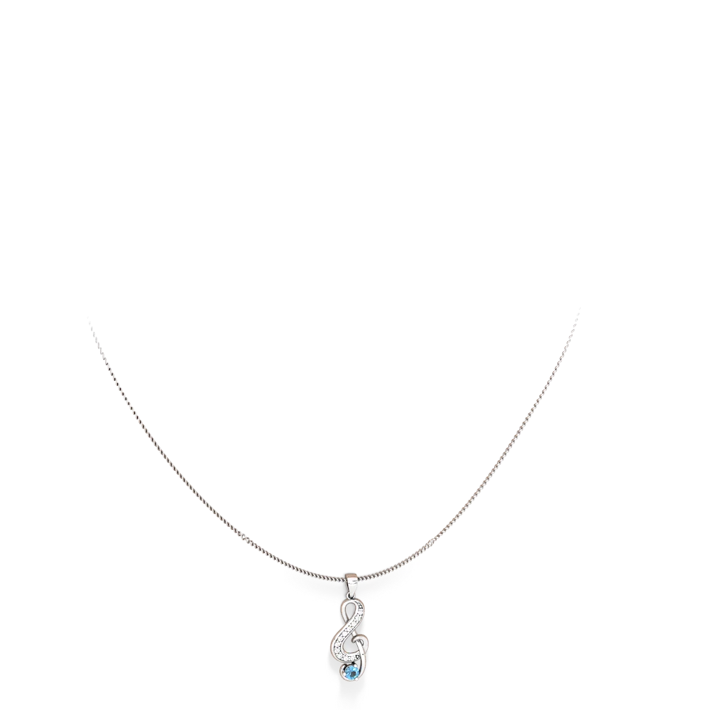 Blue Topaz G-Clef Music 14K White Gold pendant P5830