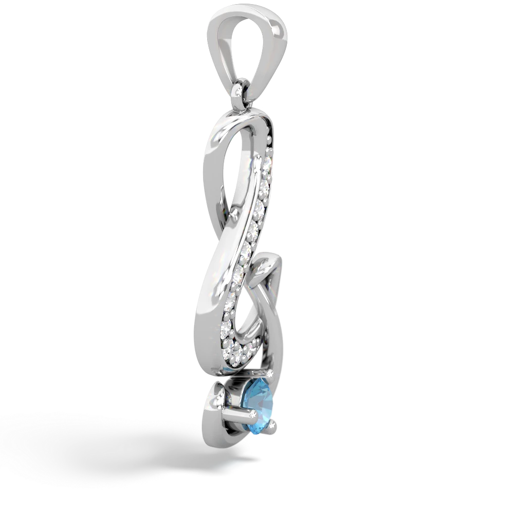 Blue Topaz G-Clef Music 14K White Gold pendant P5830