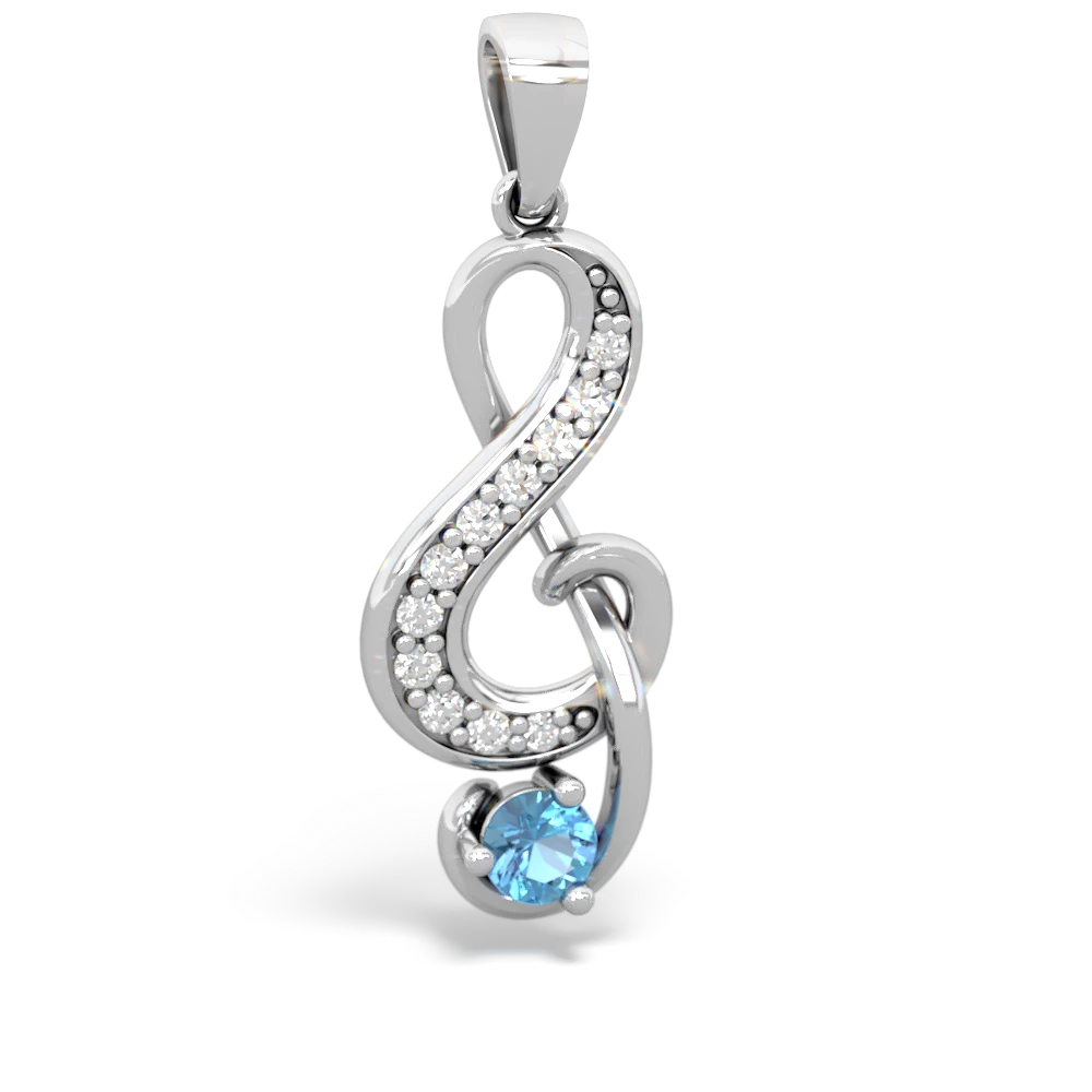 Blue Topaz G-Clef Music 14K White Gold pendant P5830