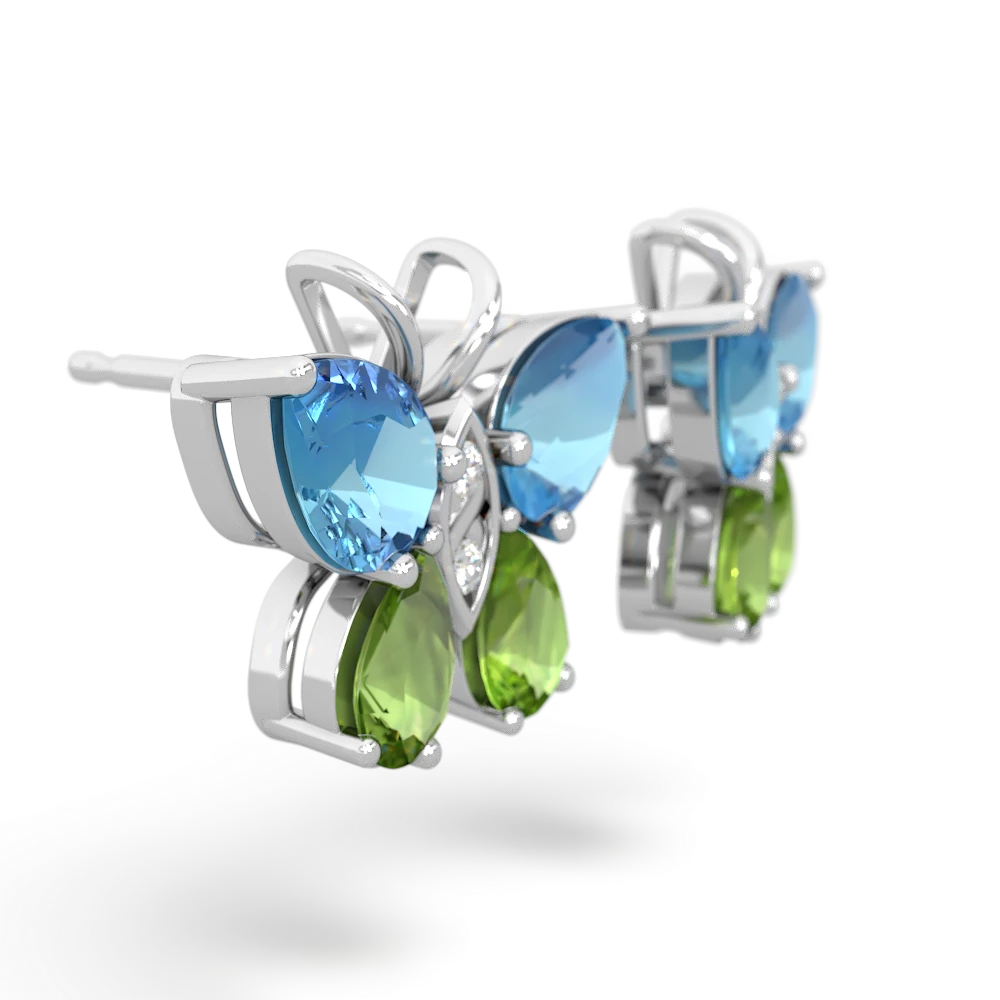 Blue Topaz Butterfly 14K White Gold earrings E2215