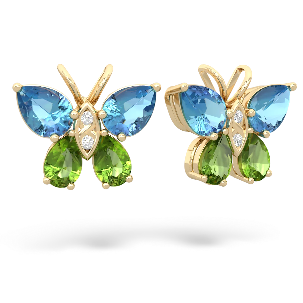 Blue Topaz Butterfly 14K Yellow Gold earrings E2215