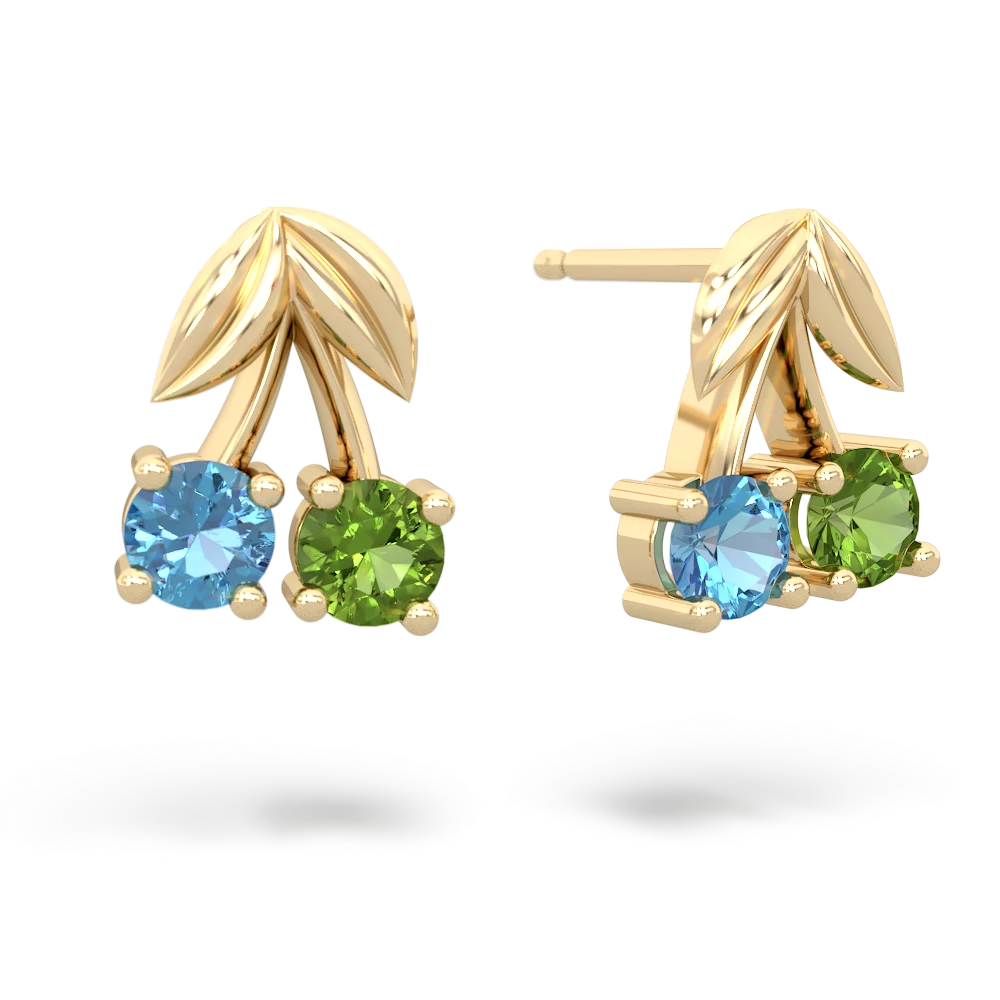 Blue Topaz Sweet Cherries 14K Yellow Gold earrings E7001