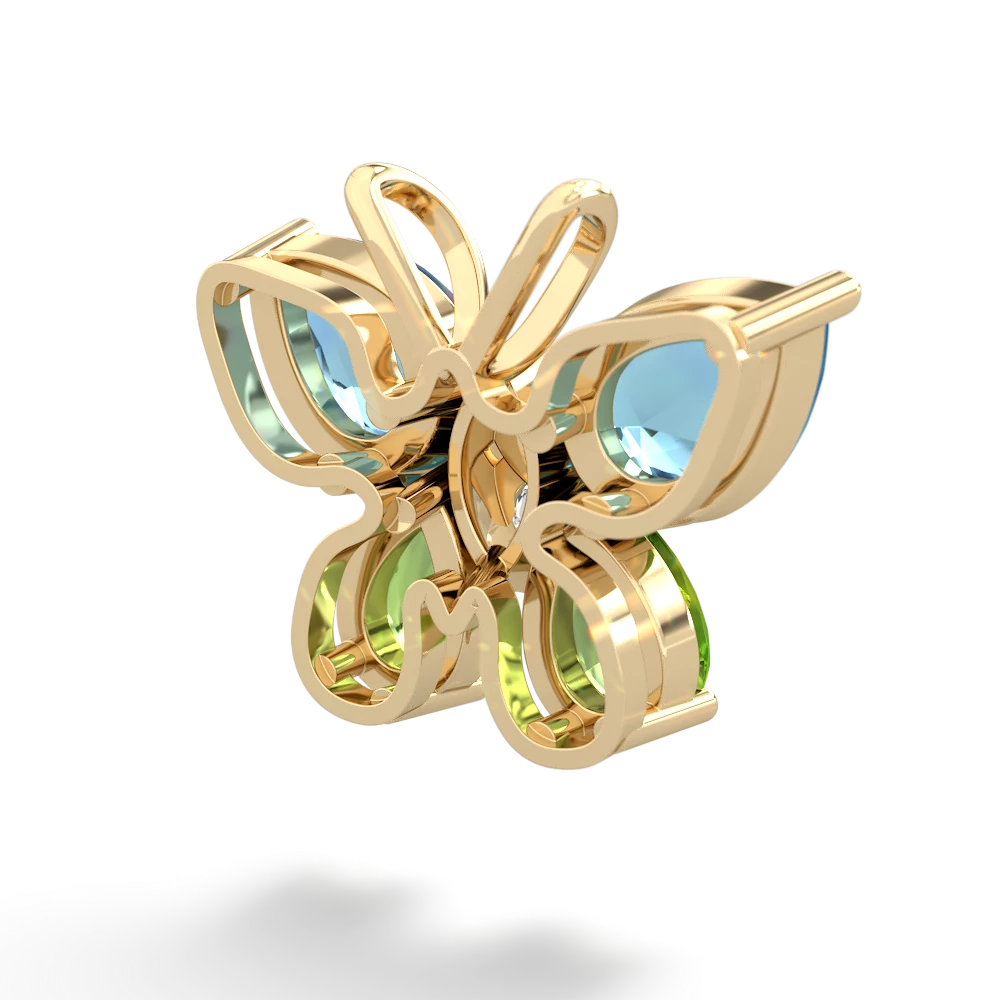 Blue Topaz Butterfly 14K Yellow Gold pendant P2215