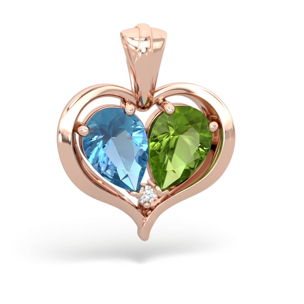 Blue Topaz Two Become One 14K Rose Gold pendant P5330