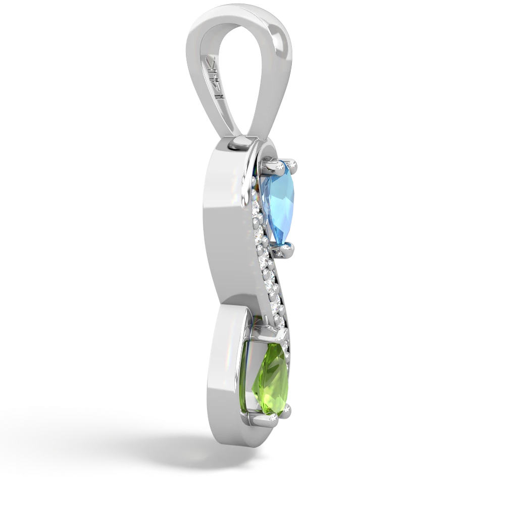 Blue Topaz Diamond Infinity 14K White Gold pendant P5390