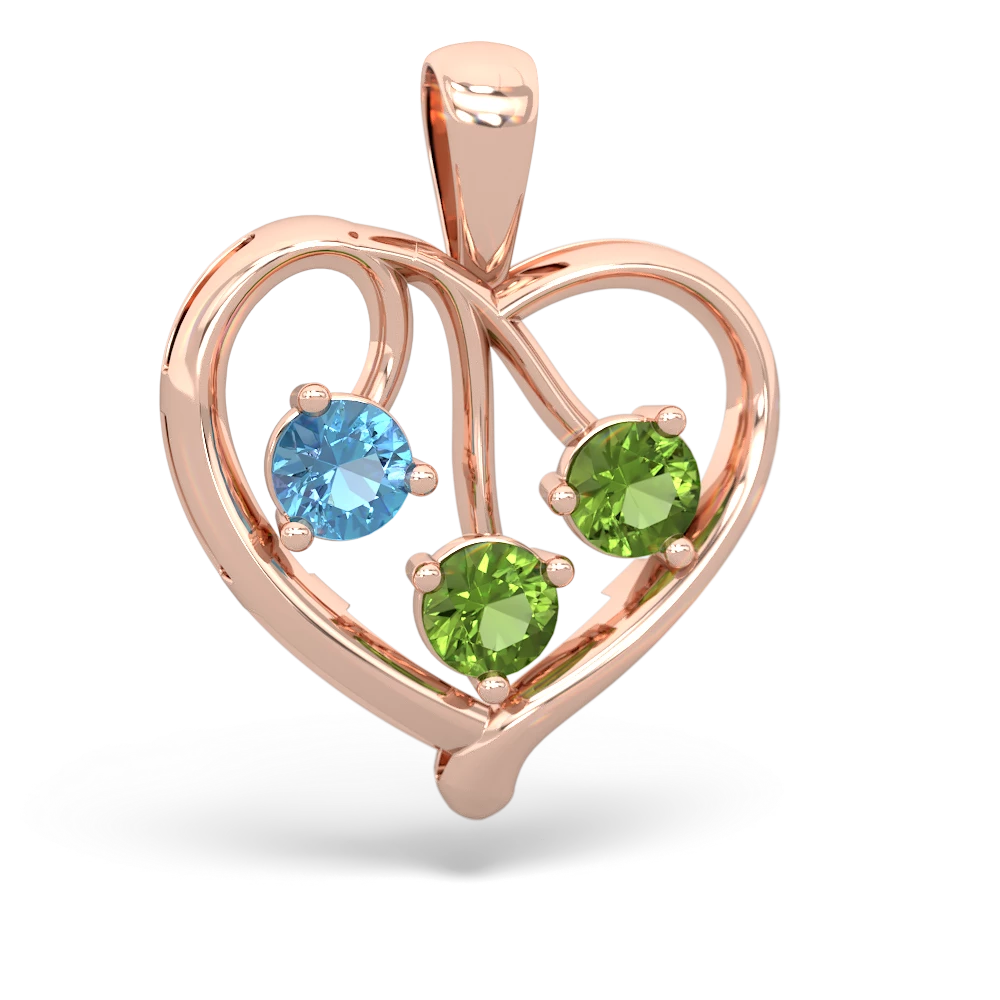 Blue Topaz Glowing Heart 14K Rose Gold pendant P2233