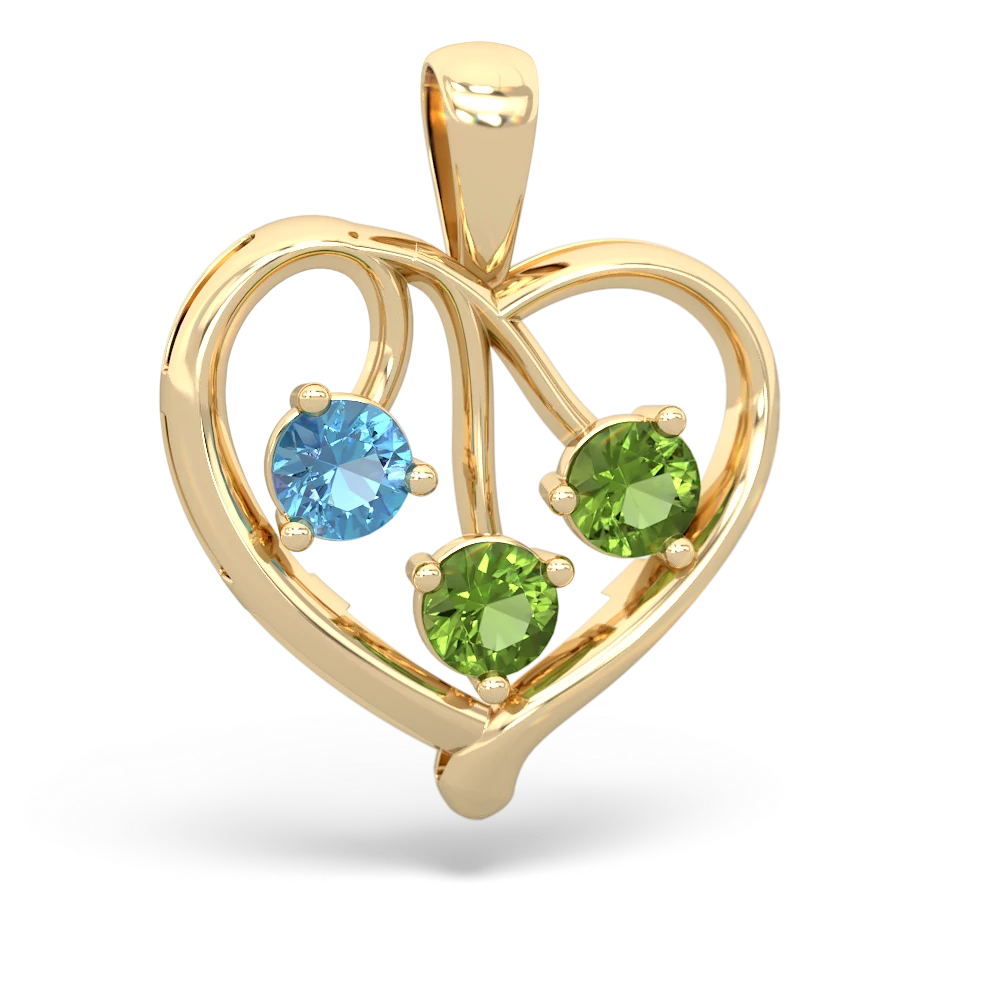 Blue Topaz Glowing Heart 14K Yellow Gold pendant P2233