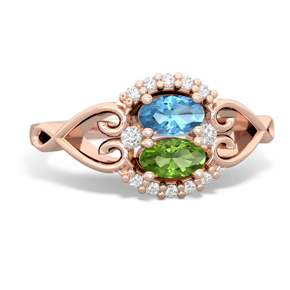 Blue Topaz Love Nest 14K Rose Gold ring R5860