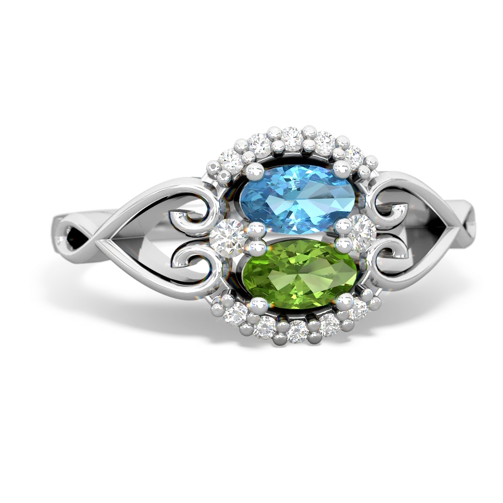 Blue Topaz Love Nest 14K White Gold ring R5860