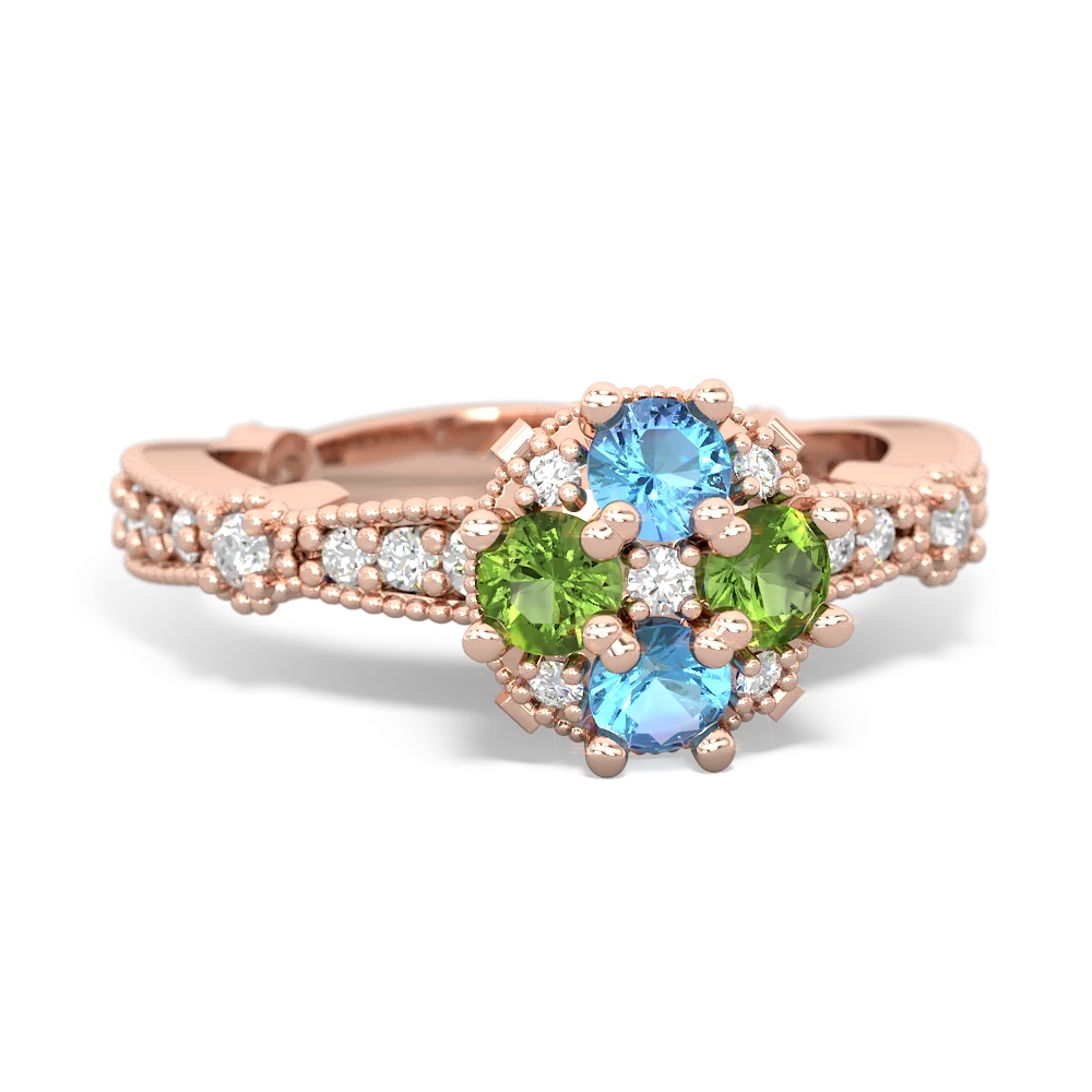 Blue Topaz Sparkling Tiara Cluster 14K Rose Gold ring R26293RD