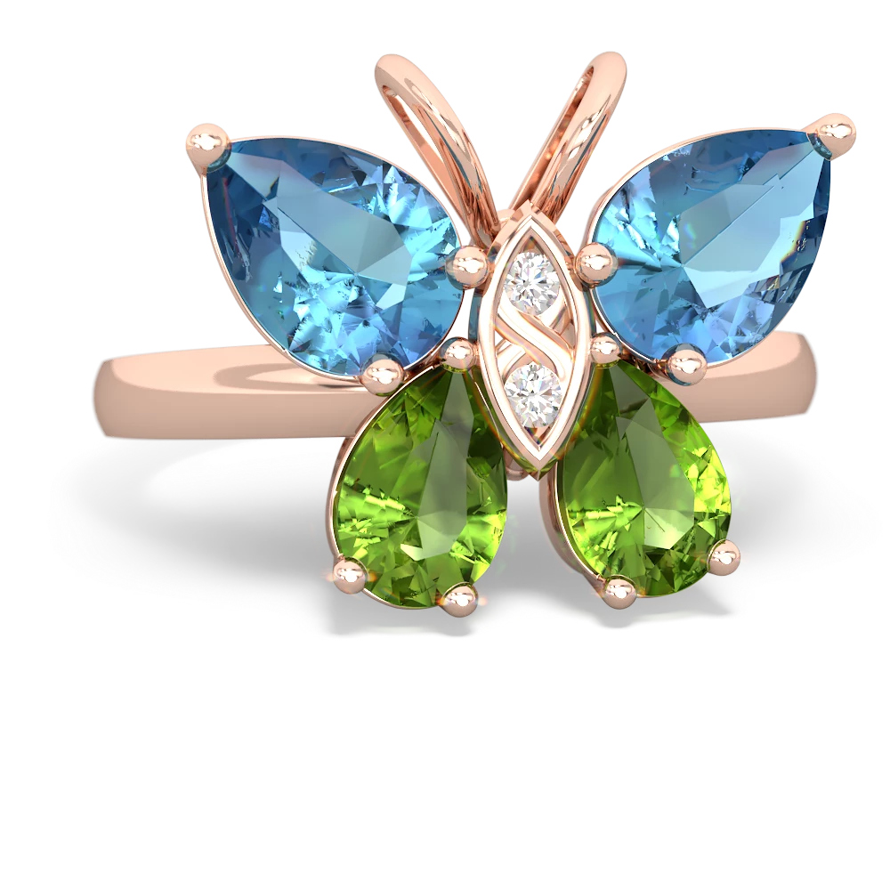 Blue Topaz Butterfly 14K Rose Gold ring R2215