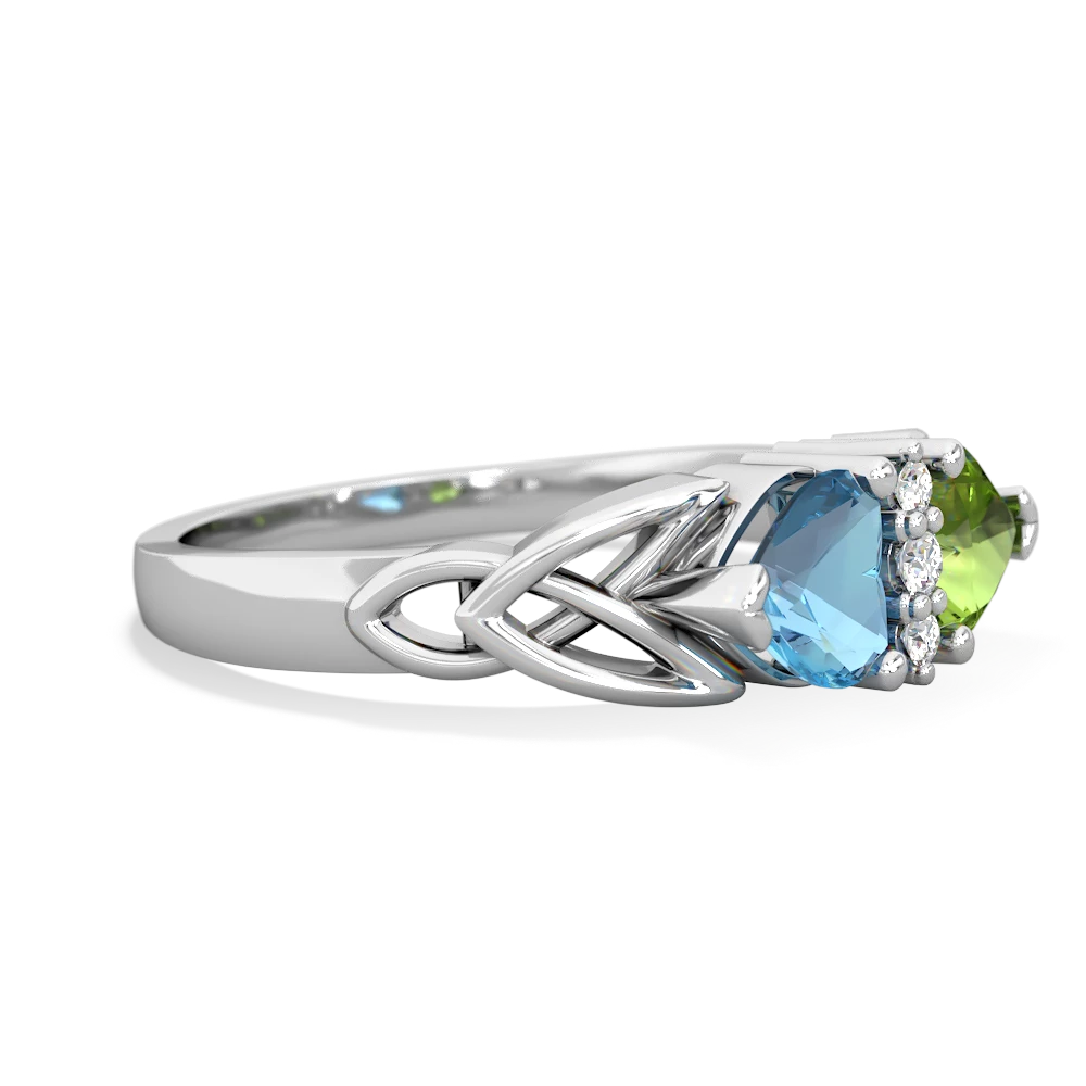 Blue Topaz Celtic Knot Double Heart 14K White Gold ring R5040