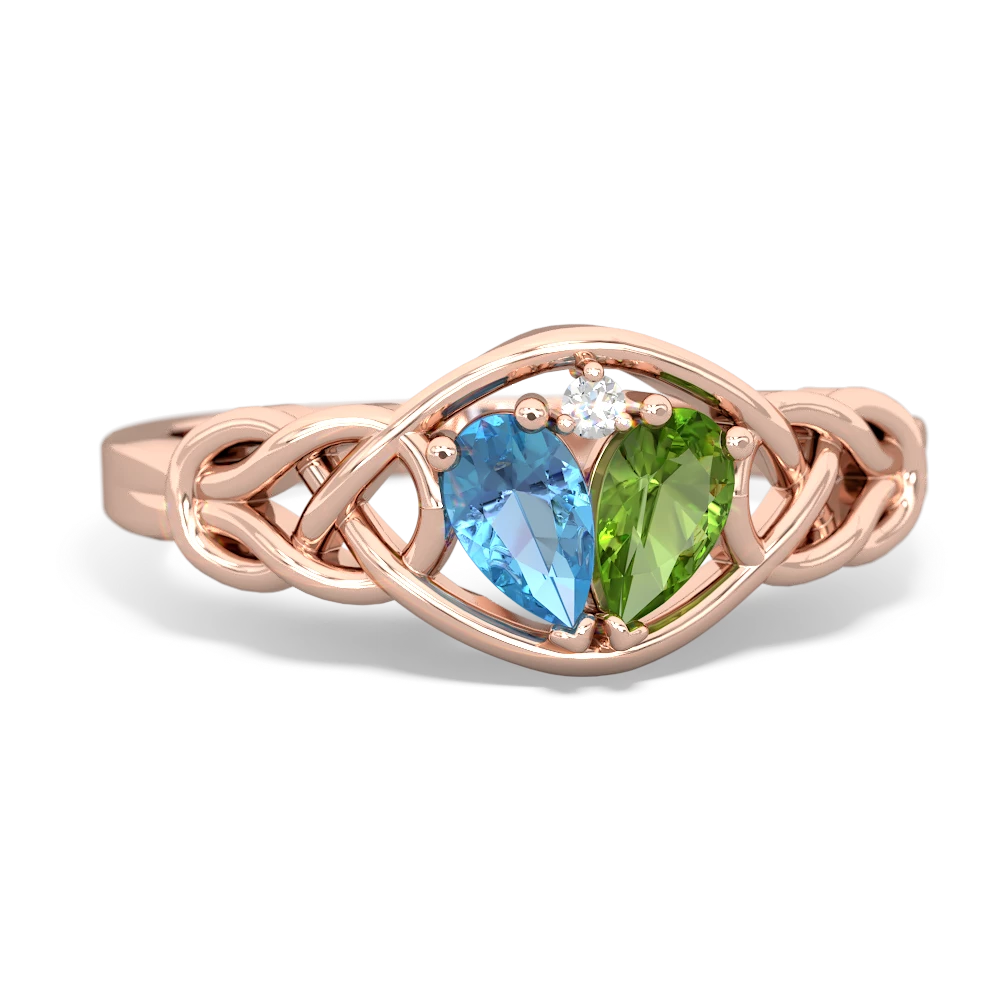 Blue Topaz Celtic Love Knot 14K Rose Gold ring R5420