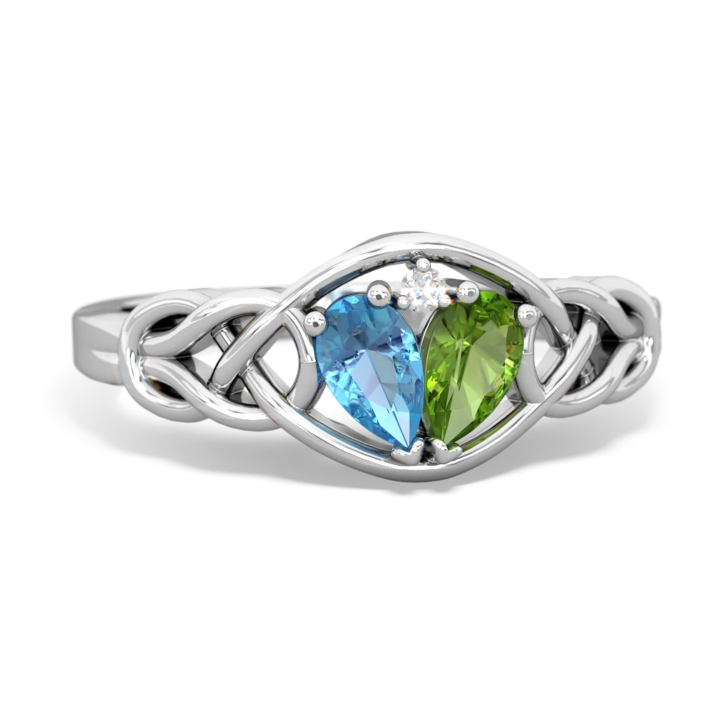 Blue Topaz Celtic Love Knot 14K White Gold ring R5420