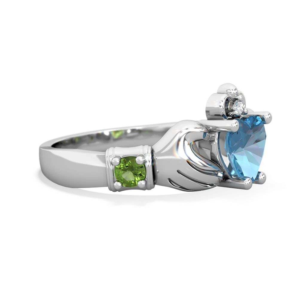 Blue Topaz Claddagh Keepsake 14K White Gold ring R5245