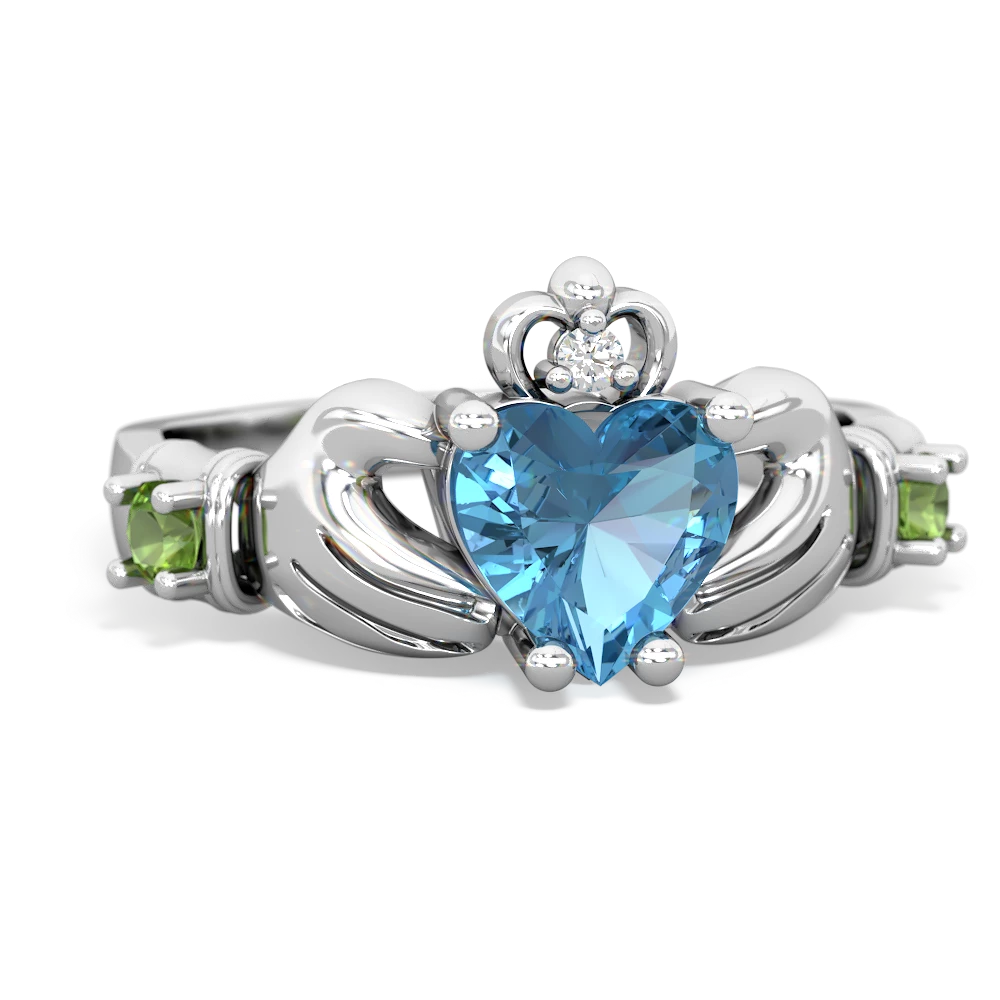 Blue Topaz Claddagh Keepsake 14K White Gold ring R5245