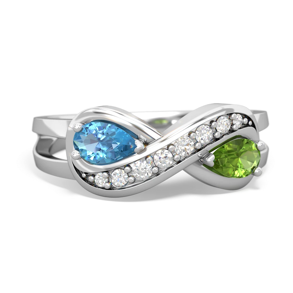 Blue Topaz Diamond Infinity 14K White Gold ring R5390