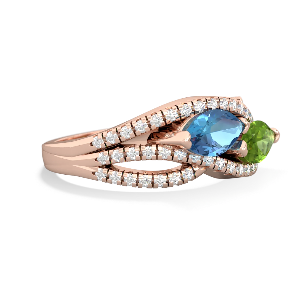 Blue Topaz Diamond Rivers 14K Rose Gold ring R3070