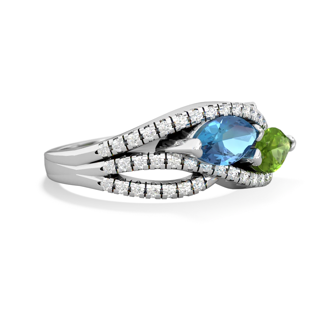 Blue Topaz Diamond Rivers 14K White Gold ring R3070