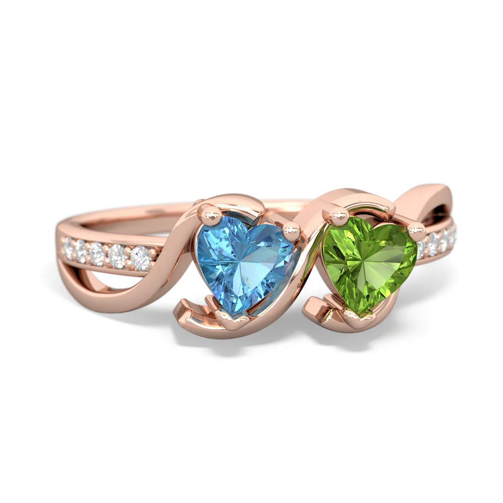 Blue Topaz Side By Side 14K Rose Gold ring R3090