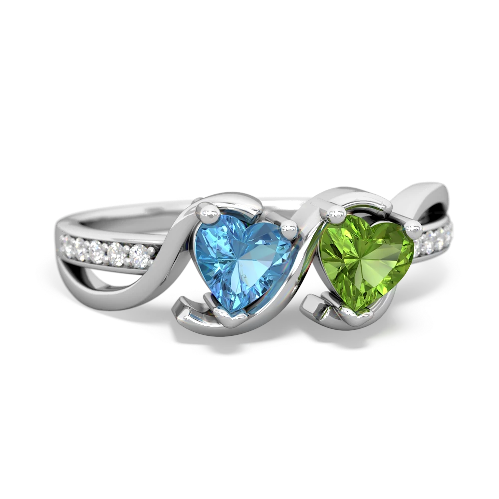 Blue Topaz Side By Side 14K White Gold ring R3090