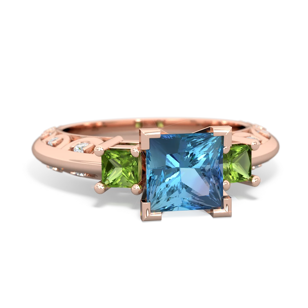 Blue Topaz Eternal Embrace Engagement 14K Rose Gold ring C2001