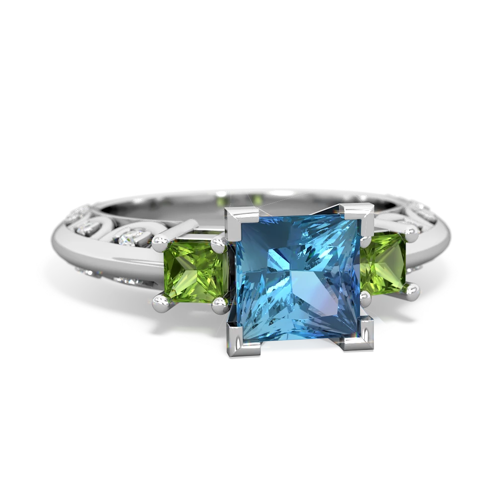 Blue Topaz Eternal Embrace Engagement 14K White Gold ring C2001