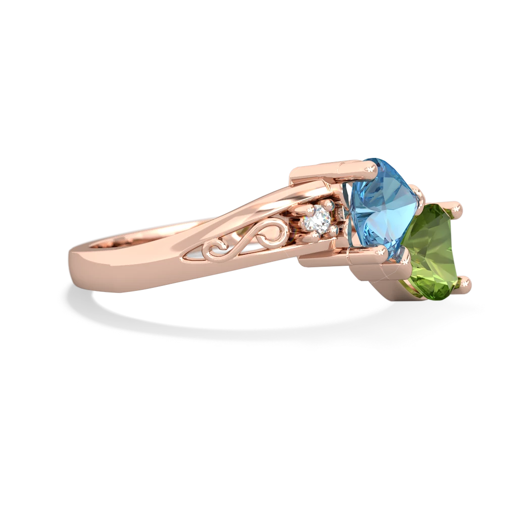 Blue Topaz Snuggling Hearts 14K Rose Gold ring R2178