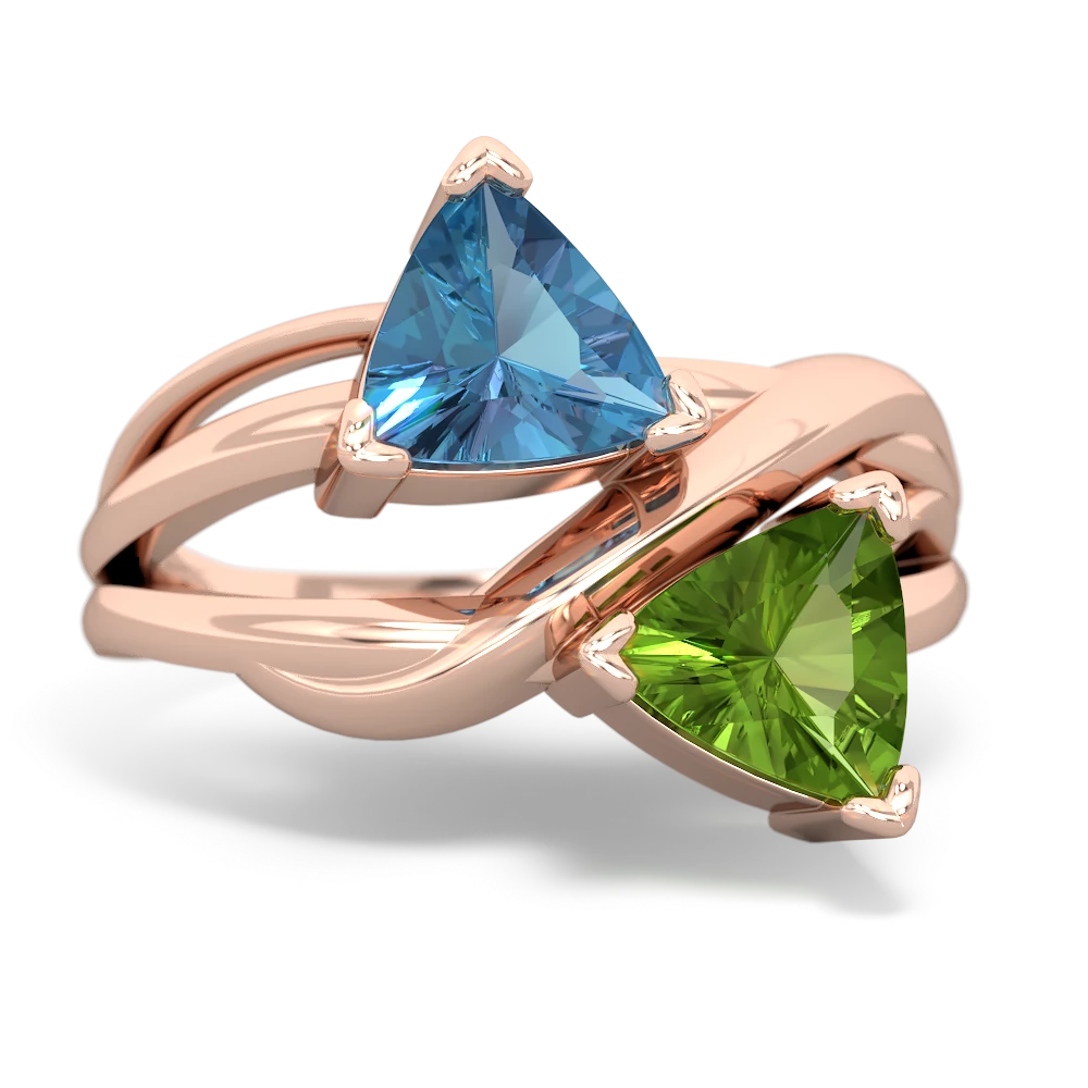 Blue Topaz Split Band Swirl 14K Rose Gold ring R2341