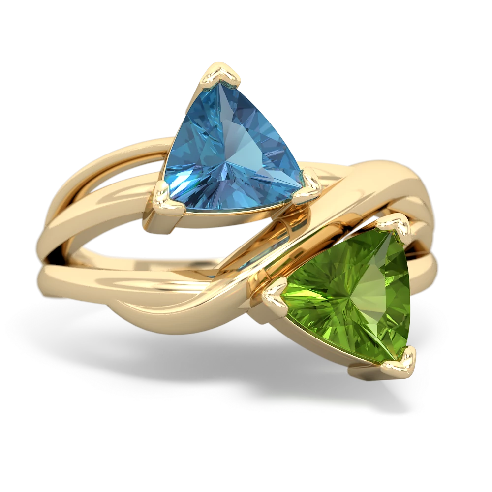 Blue Topaz Split Band Swirl 14K Yellow Gold ring R2341