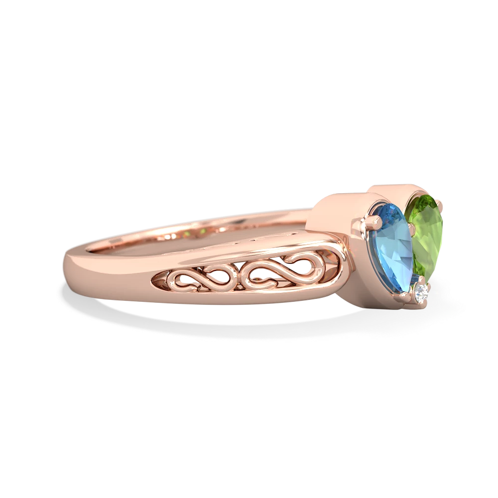 Blue Topaz Filligree 'One Heart' 14K Rose Gold ring R5070