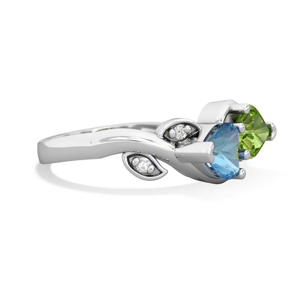 Blue Topaz Floral Elegance 14K White Gold ring R5790