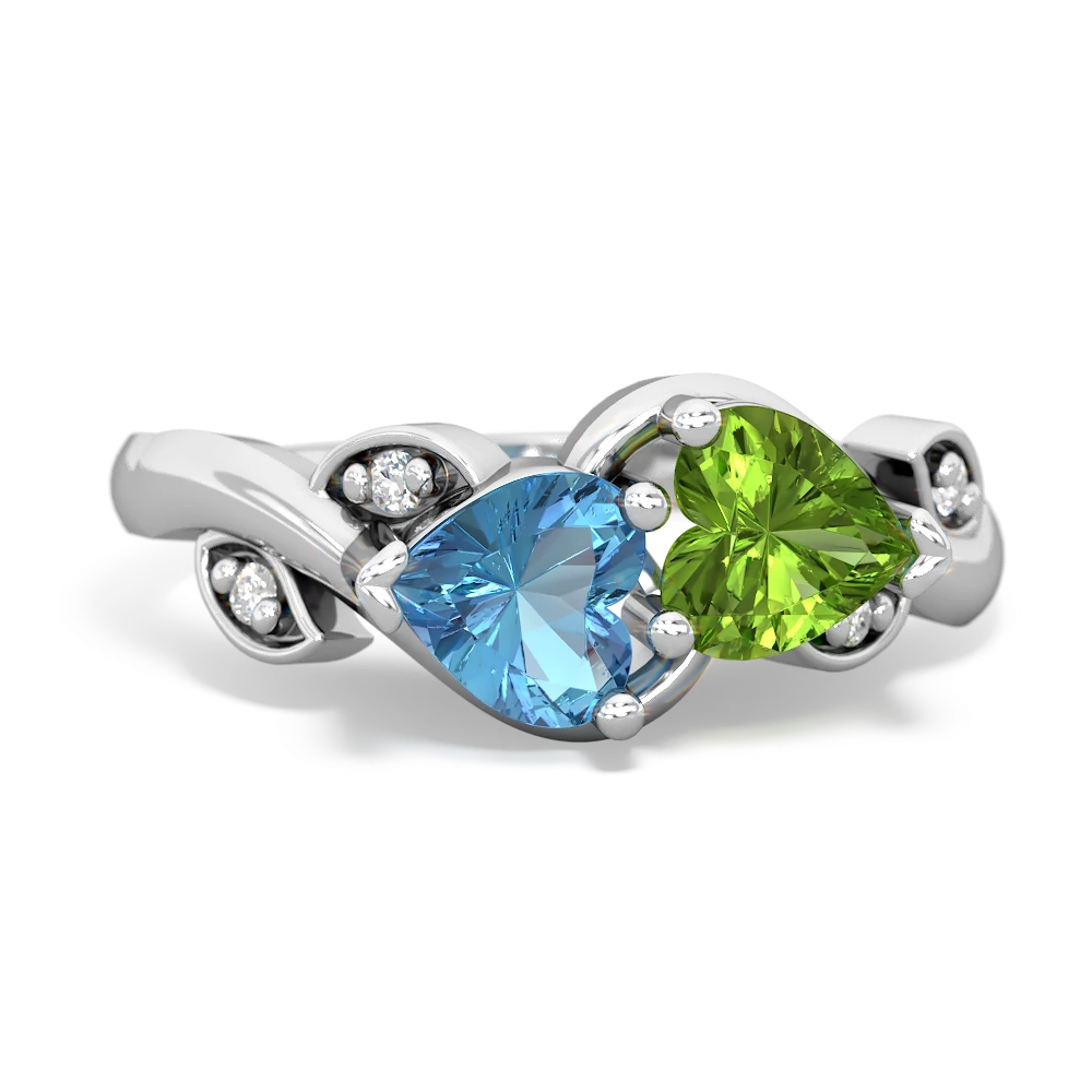 Blue Topaz Floral Elegance 14K White Gold ring R5790