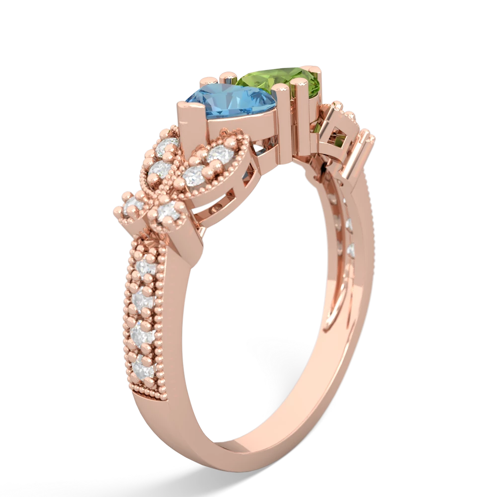 Blue Topaz Diamond Butterflies 14K Rose Gold ring R5601