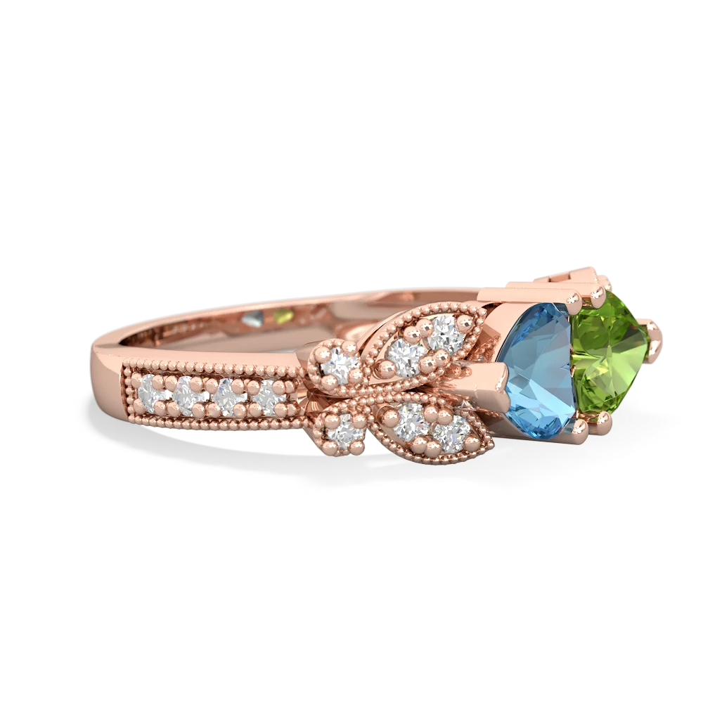 Blue Topaz Diamond Butterflies 14K Rose Gold ring R5601