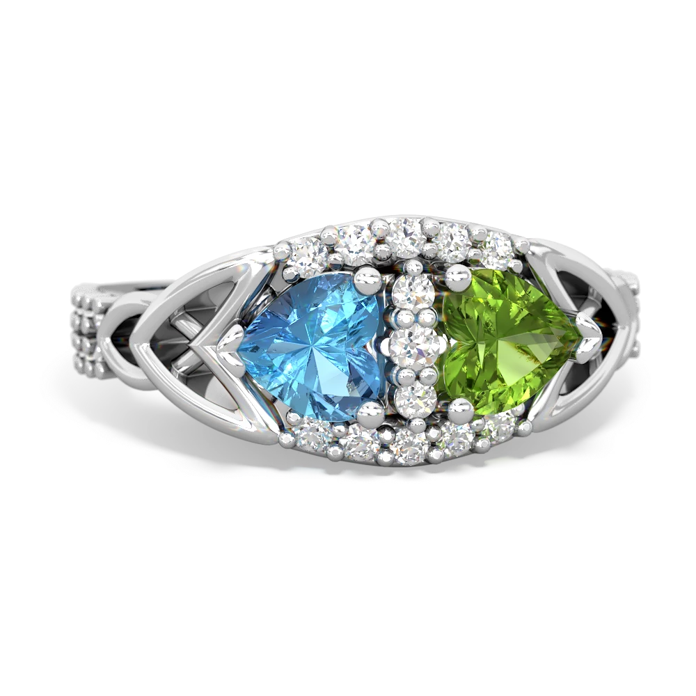 Blue Topaz Sparkling Celtic Knot 14K White Gold ring R2645