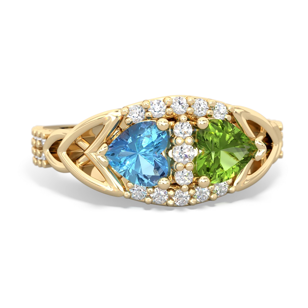 Blue Topaz Sparkling Celtic Knot 14K Yellow Gold ring R2645