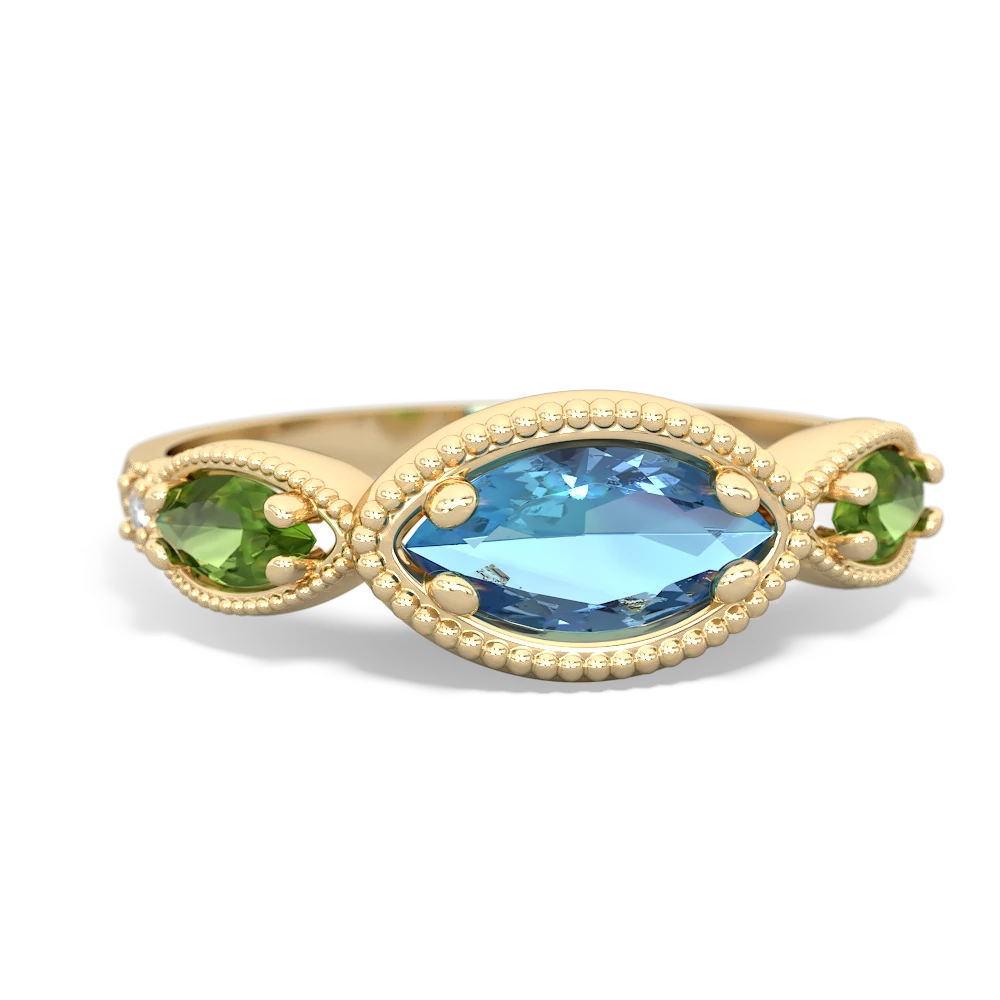 Blue Topaz Milgrain Marquise 14K Yellow Gold ring R5700