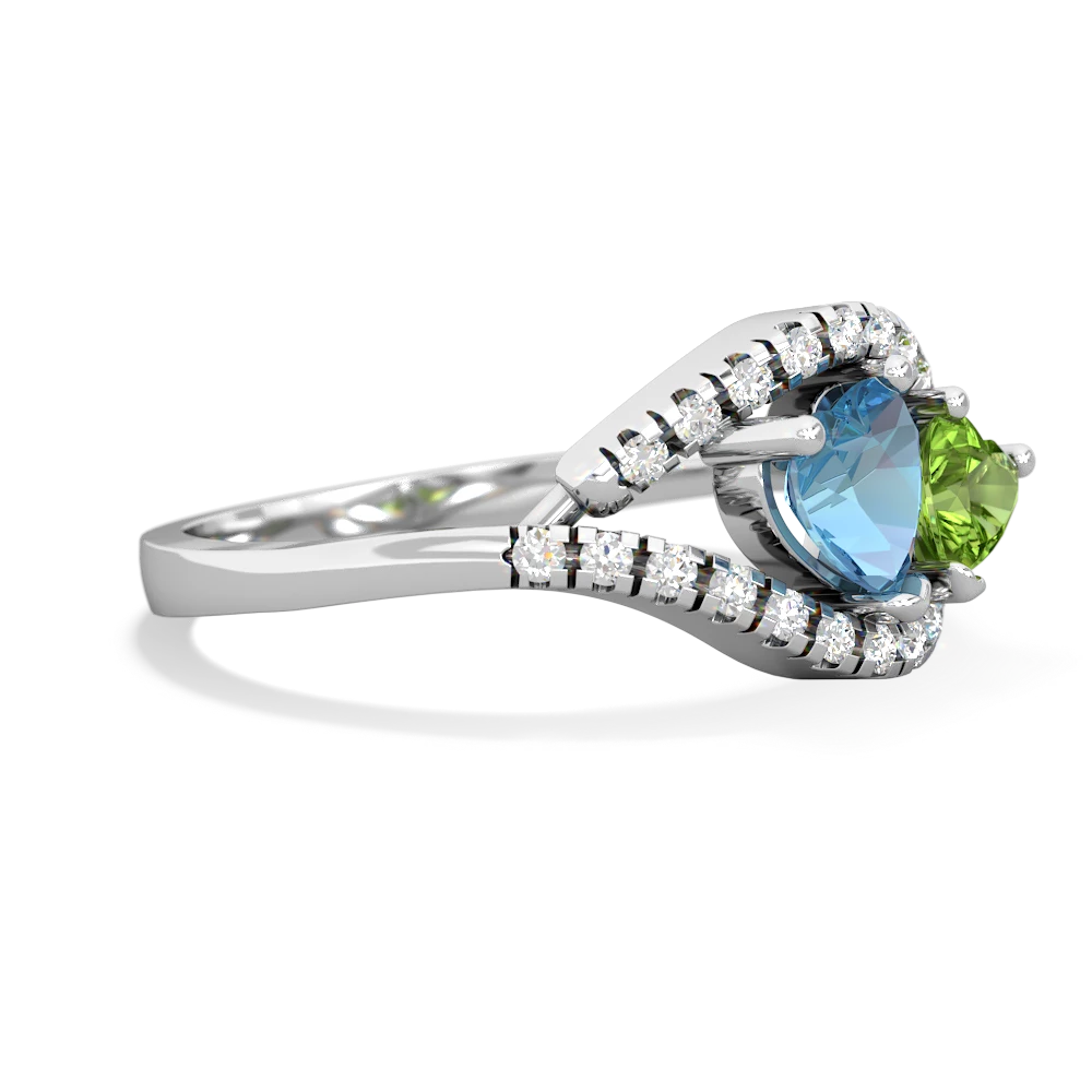 Blue Topaz Mother And Child 14K White Gold ring R3010