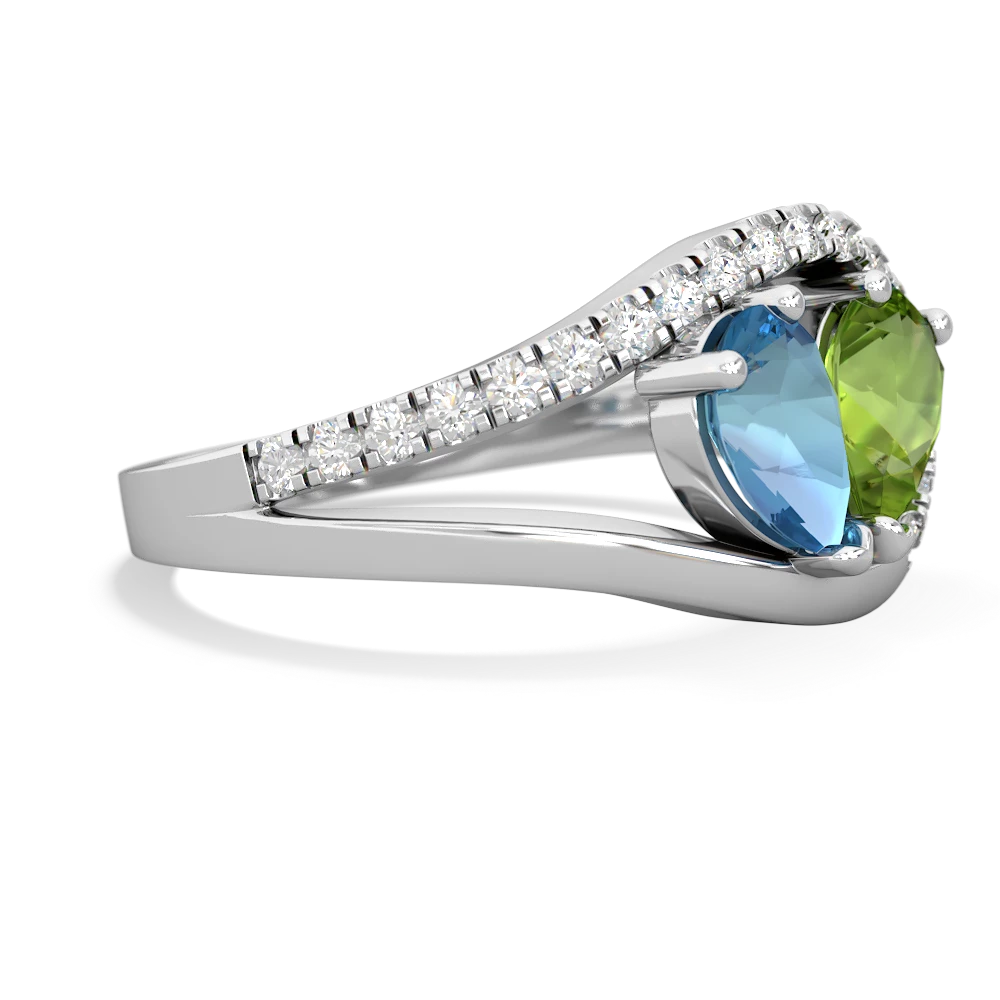 Blue Topaz Nestled Heart Keepsake 14K White Gold ring R5650